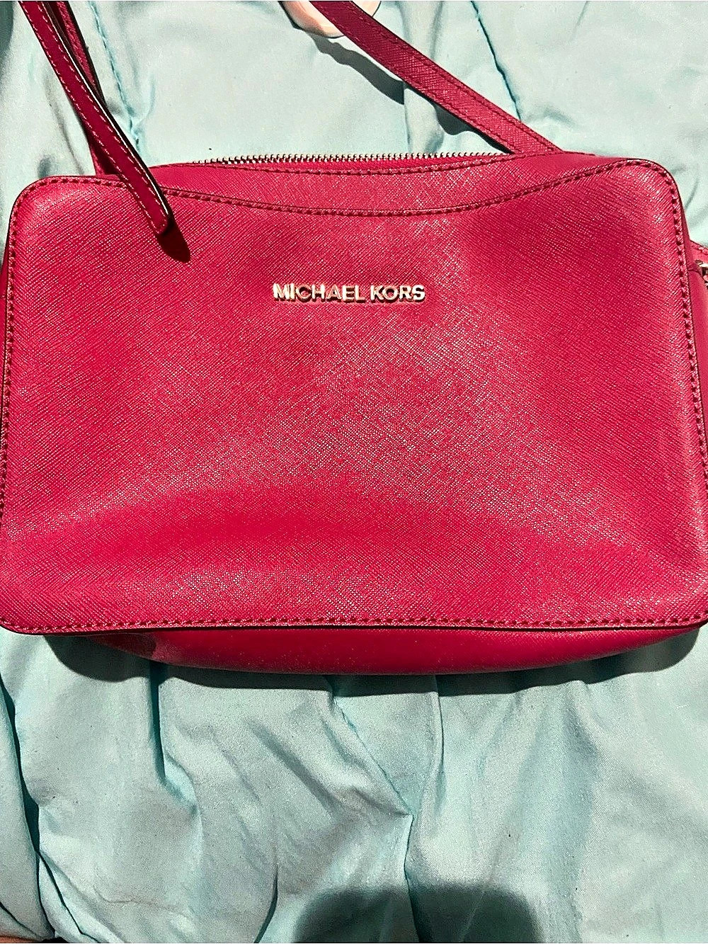Michael Kors Jet Set Travel Large Saffiano Leather Crossbody Bag Pink Crossbody